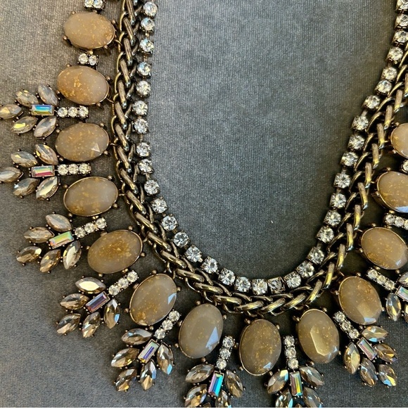 Aldo tan brown aurora borealis teardrop chain statement necklace wedding prom - Picture 4 of 11